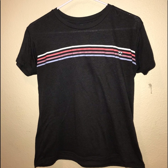 Tilly's Tops - gray t shirt with multi colors stripes